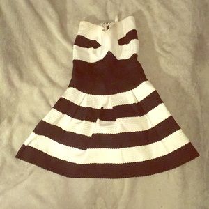 Strapless black and white striped Touch Me dress